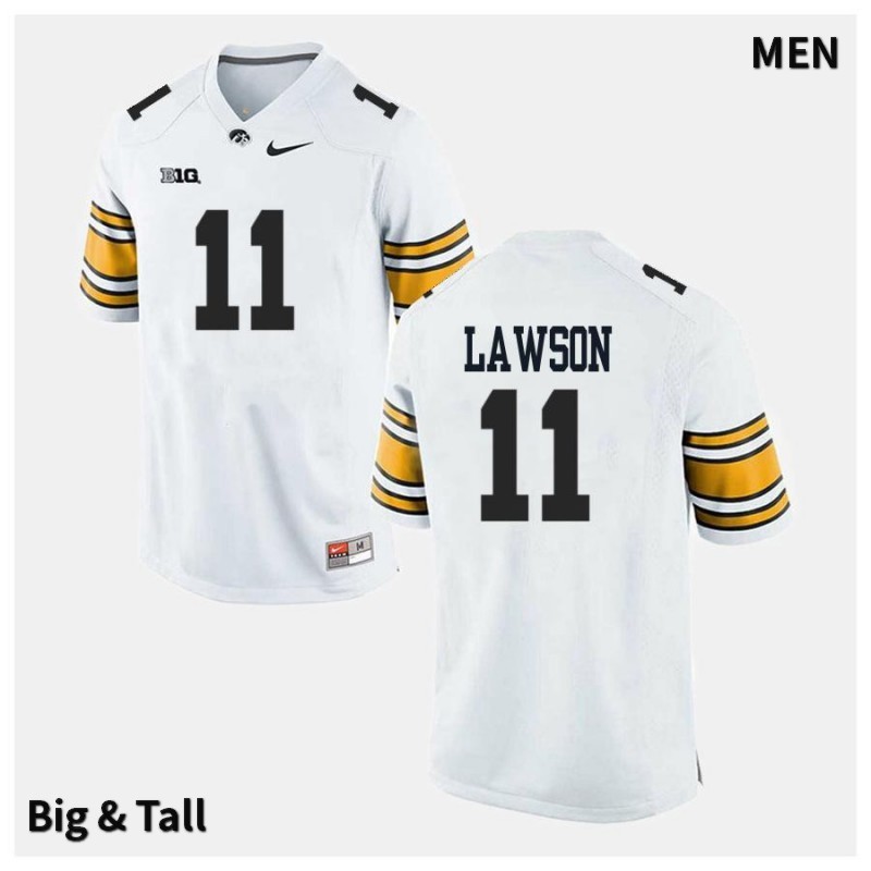 Men's Iowa Hawkeyes NCAA #11 AJ Lawson White Authentic Nike Big & Tall Alumni Stitched College Football Jersey YS34T70SO